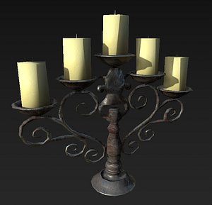 3D rusty old candle holder