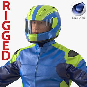 3d motorcycle rider generic rigged