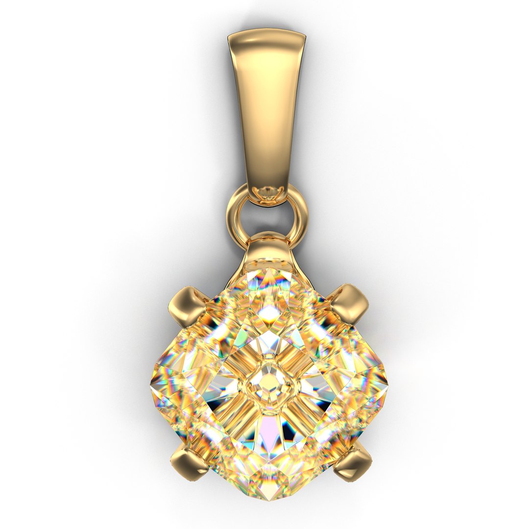 Single Diamond Necklace 3D model preview