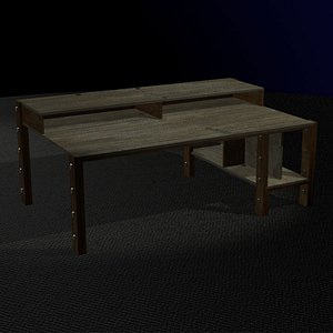 free 3ds mode large wooden desk retro