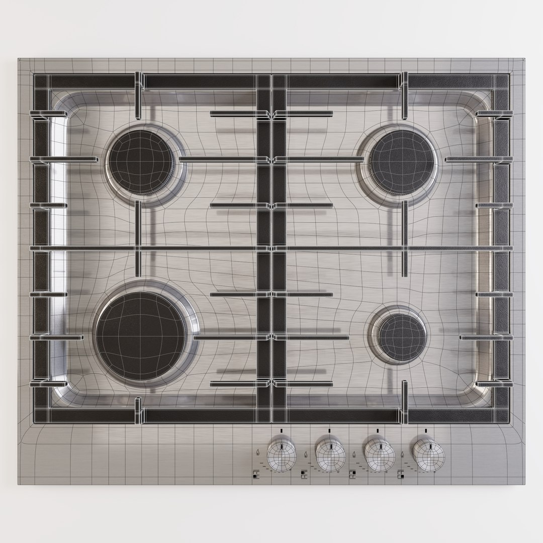 Stainless Steel Gas Cooktop 3d Model