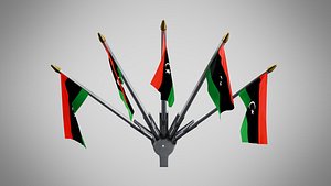 Wall Mount Flags 5 Of Libya 3D model