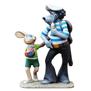 3D sculpture characters wolf hare model