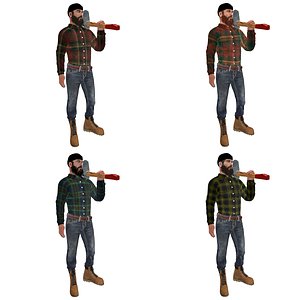 3d rigged canadian lumberjack man model