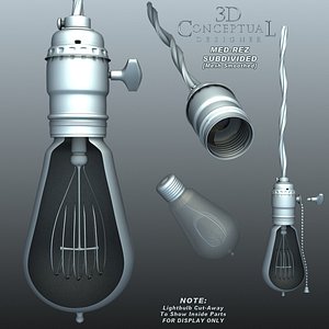 3d model light socket vintage bulb