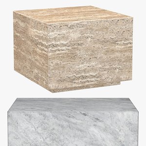 ITALIAN TRAVERTINE PLINTH SQUARE SIDE TABLE