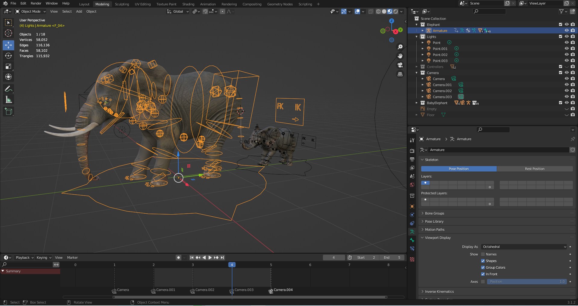3D Model Fur Elephant And Baby Elephant Rigged In Blender - TurboSquid ...