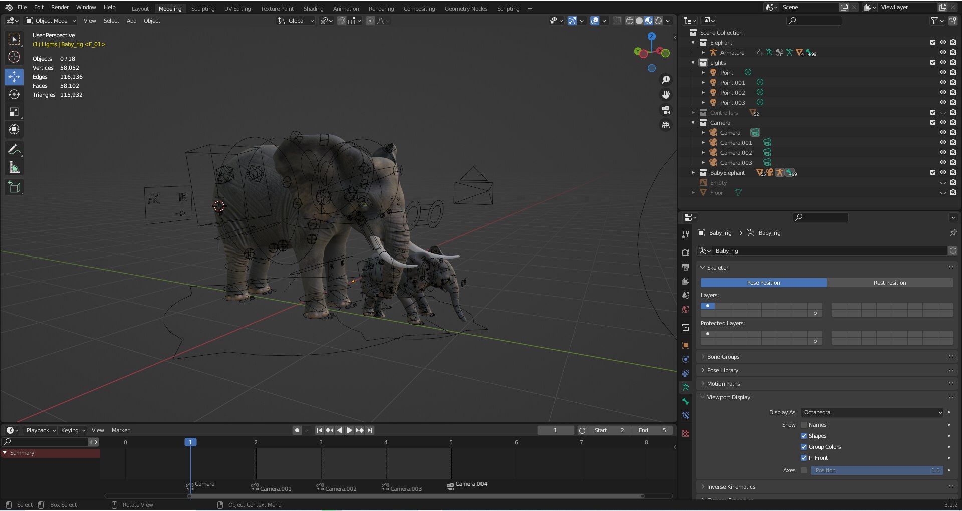 3D Model Fur Elephant And Baby Elephant Rigged In Blender - TurboSquid ...