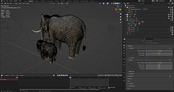 modelo 3d Fur Elephant y Baby Elephant Rigged en Blender - TurboSquid ...