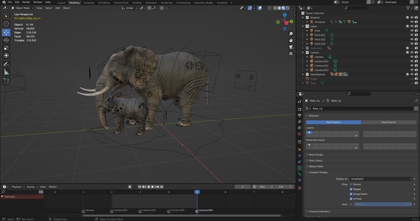 modelo 3d Fur Elephant y Baby Elephant Rigged en Blender - TurboSquid ...