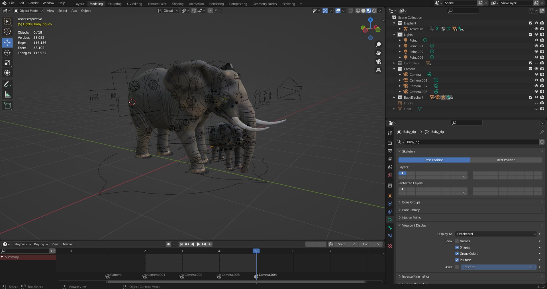 3D Model Fur Elephant And Baby Elephant Rigged In Blender - TurboSquid ...