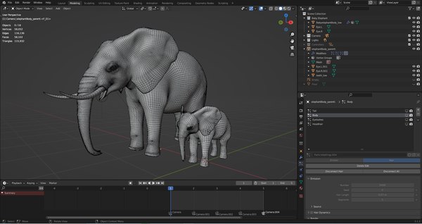 modelo 3d Fur Elephant y Baby Elephant Rigged en Blender - TurboSquid ...