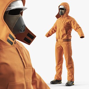 Protective Winter Work Suit Orange 3D model