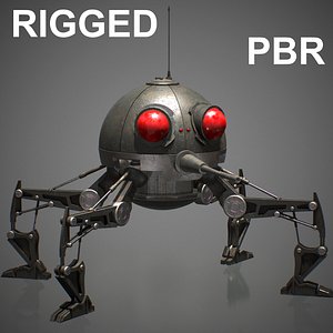 rigged spider dwarf droid 3D