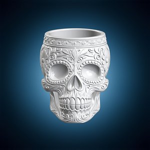 3D Sugar Skull Planter Sculpture 3D Printable Model model
