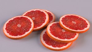 3D citrus tangerine fruit grapefruit model