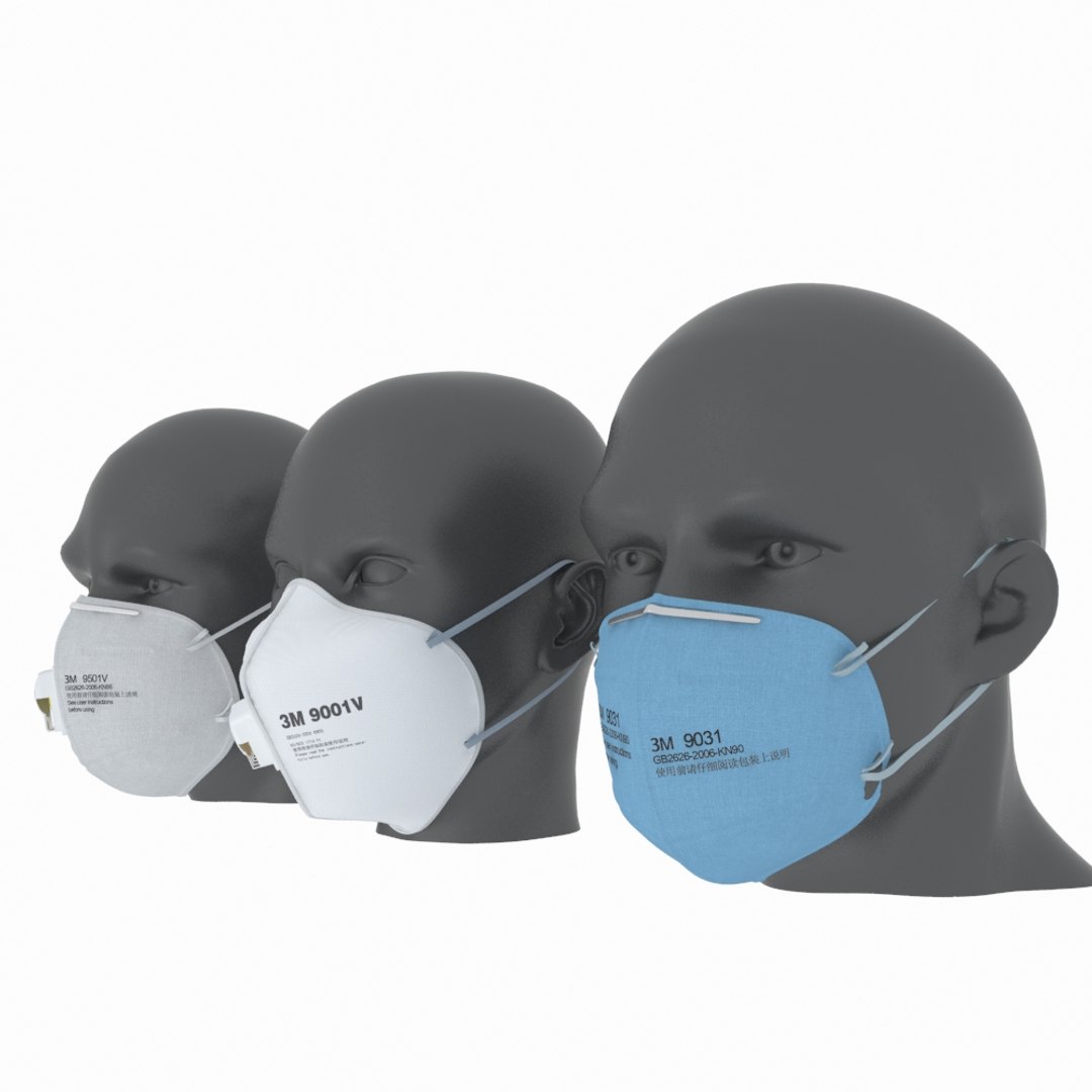 3D protective quipment model https://p.turbosquid.com/ts-thumb/ei/FEXC8u/YlJlgC1M/collectionof3mprotectivemask3/jpg/1584092940/1920x1080/fit_q87/fa6d632b1fc1cf23195eb9a0a381d8e671184293/collectionof3mprotectivemask3.jpg
