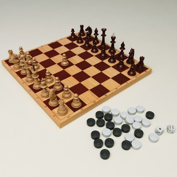 3ds max 3-in-1 chess checkers backgammon