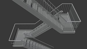 New York fire escape stairs no textures 3D model