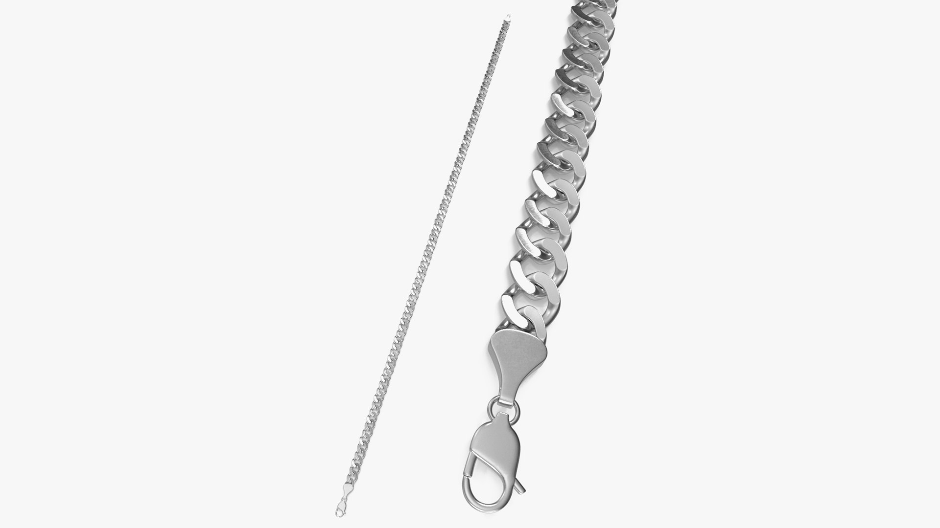 Curb Chain Silver 3D model preview