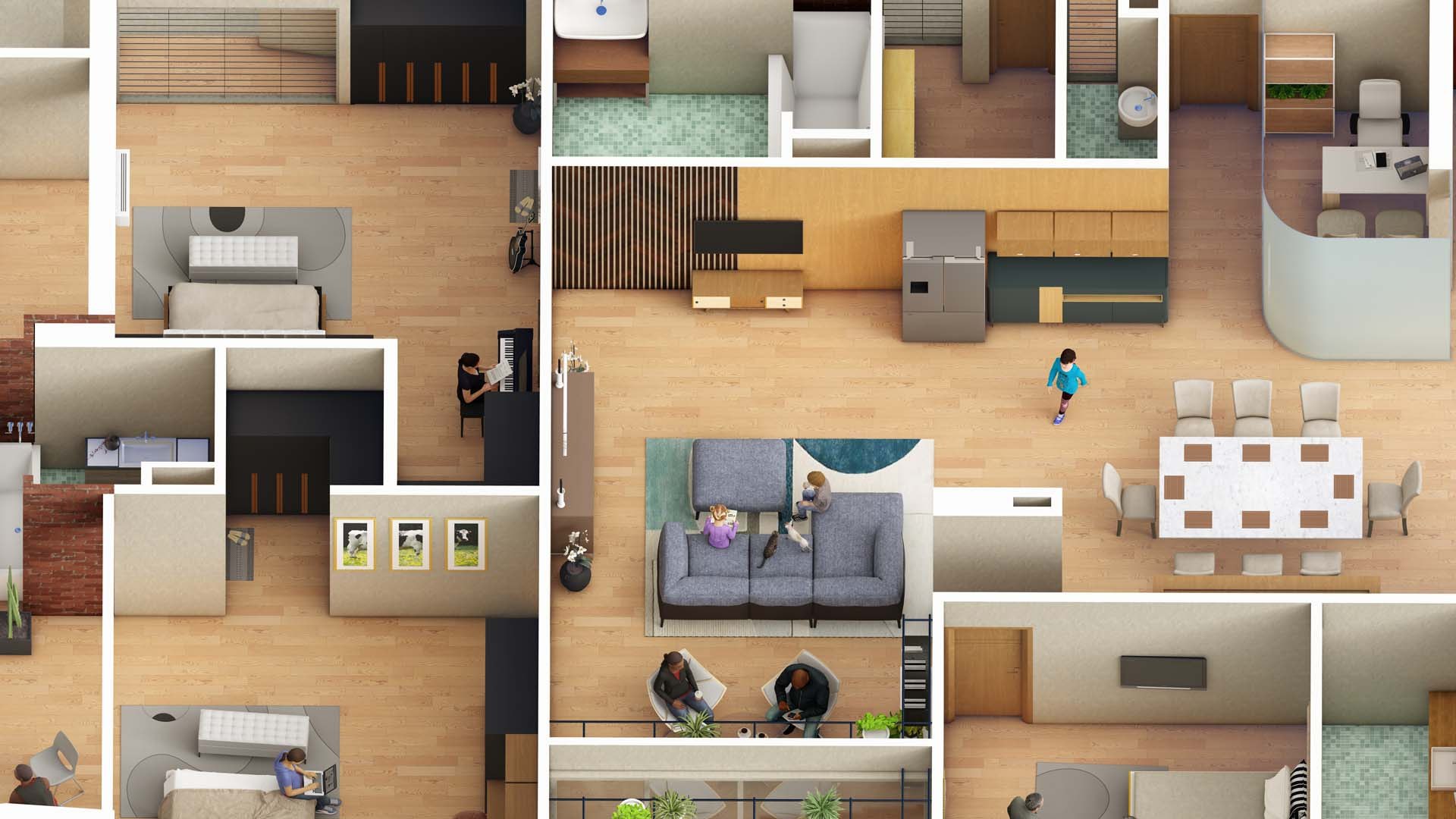 3D Model Animated Residential Interior Design Isometric View In Lumion ...