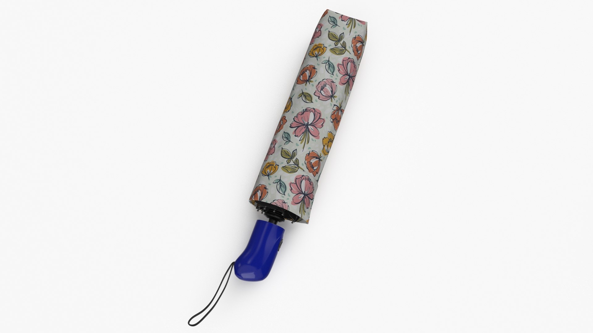 Auto Folding Umbrella with Pattern Flowers 3D model preview