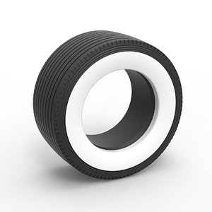 3D Super single semi Whitewall tire Version 2 Scale 1 to 25