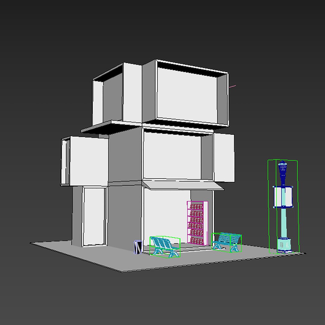 3D Low Poly Cyberpunk Building And Store - TurboSquid 2312514