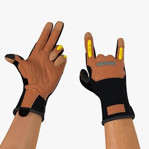 Hands in Safety Leather Neoprene Gloves Rigged