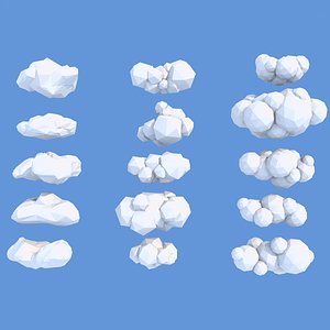 3D model cartoon clouds 15