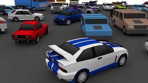 3D Low Poly Vehicle Pack Stylized Cars Trucks Buses model