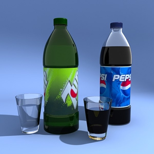 3d model pepsi 7up bottle glass
