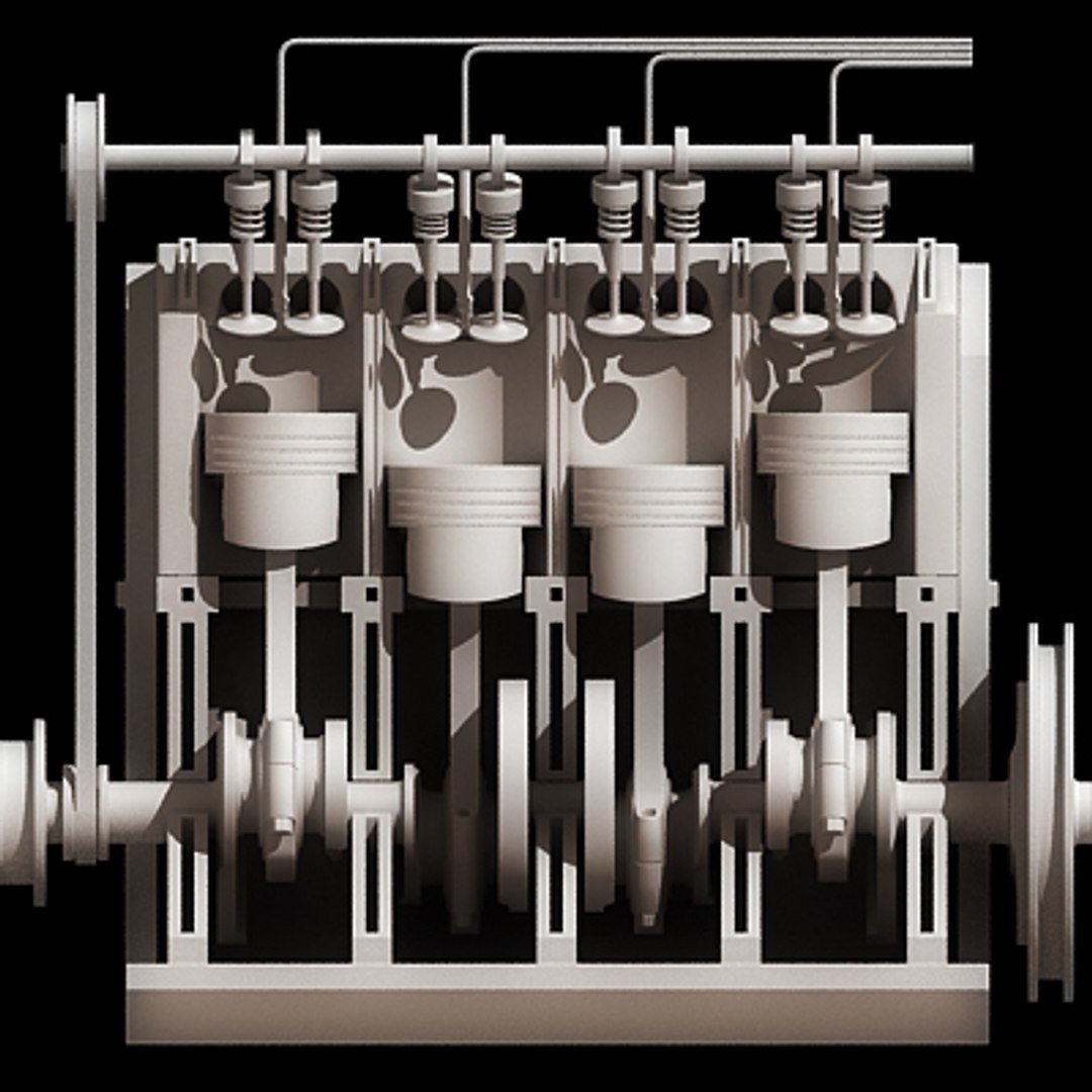 cylinder engine cutaway cuts 3d model