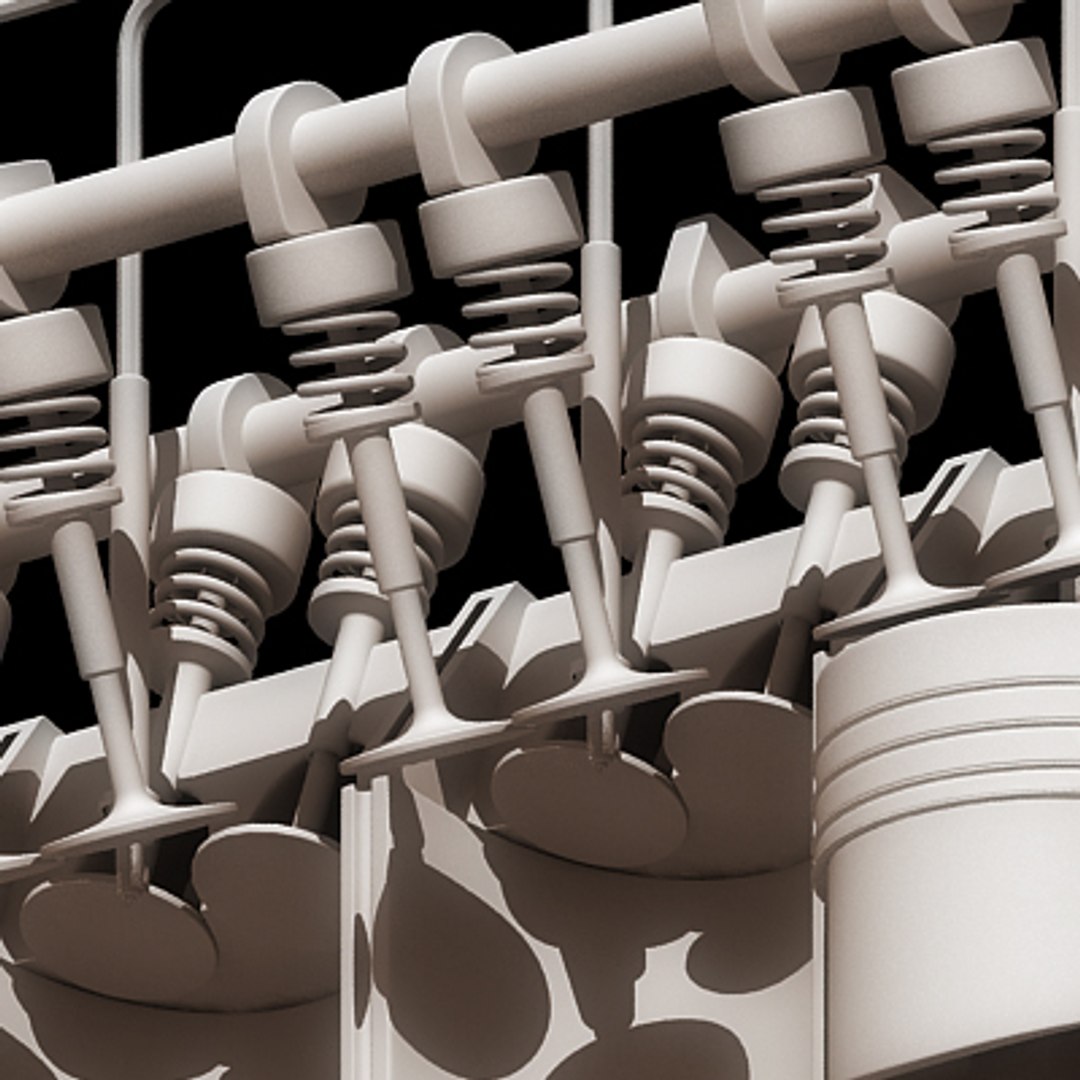 cylinder engine cutaway cuts 3d model