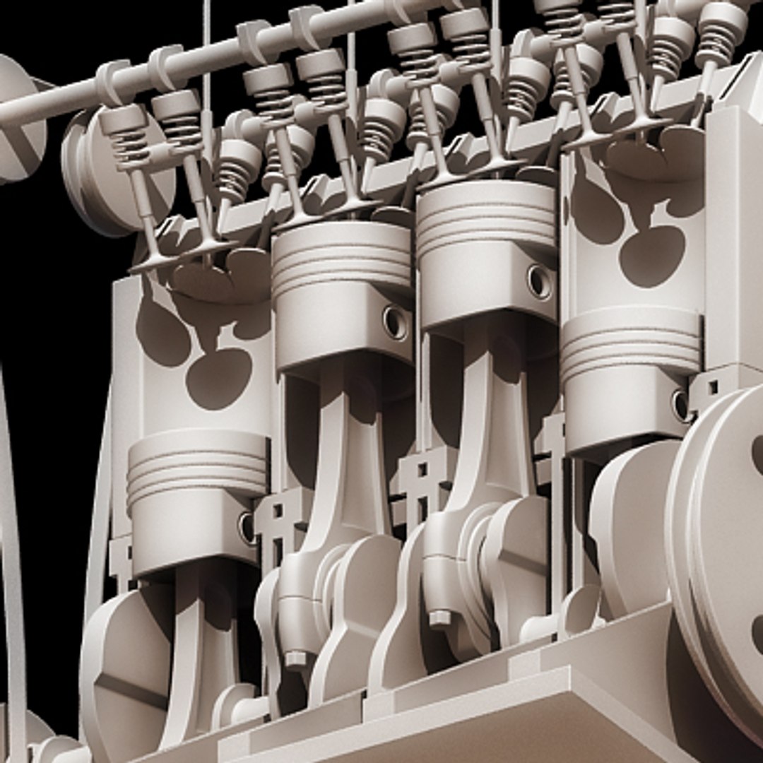 cylinder engine cutaway cuts 3d model