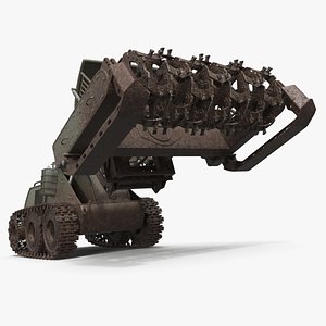 Bozena 5 Armored Flail Demining Robot Military Green Used Rigged for Cinema 4D