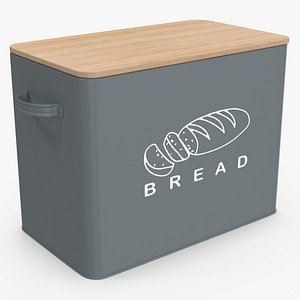 3D Kitchen Bread Box Grey Big model