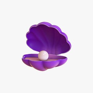 3D Open Clam Sea Shell 06