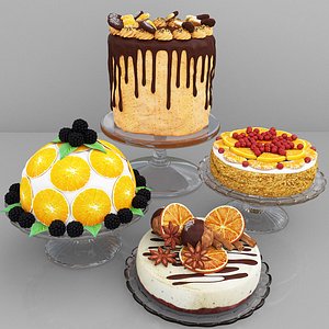 3D model Orange cake collection 4