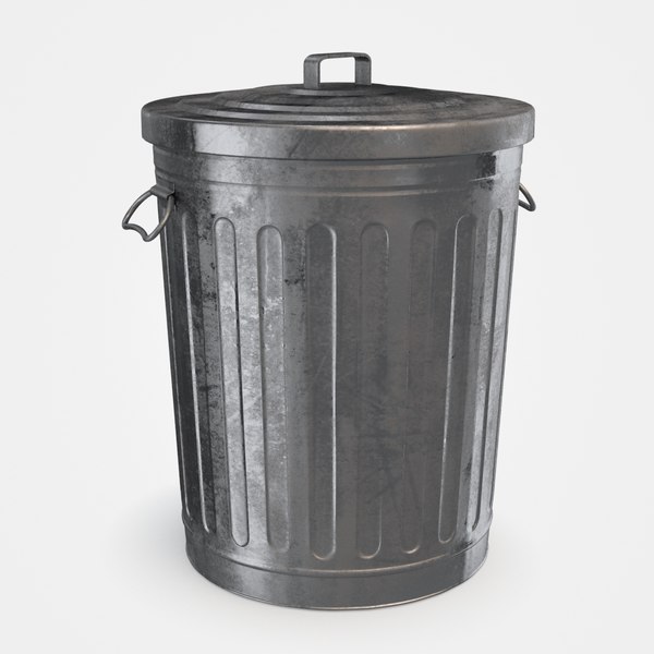 3D galvanized steel trash lid model