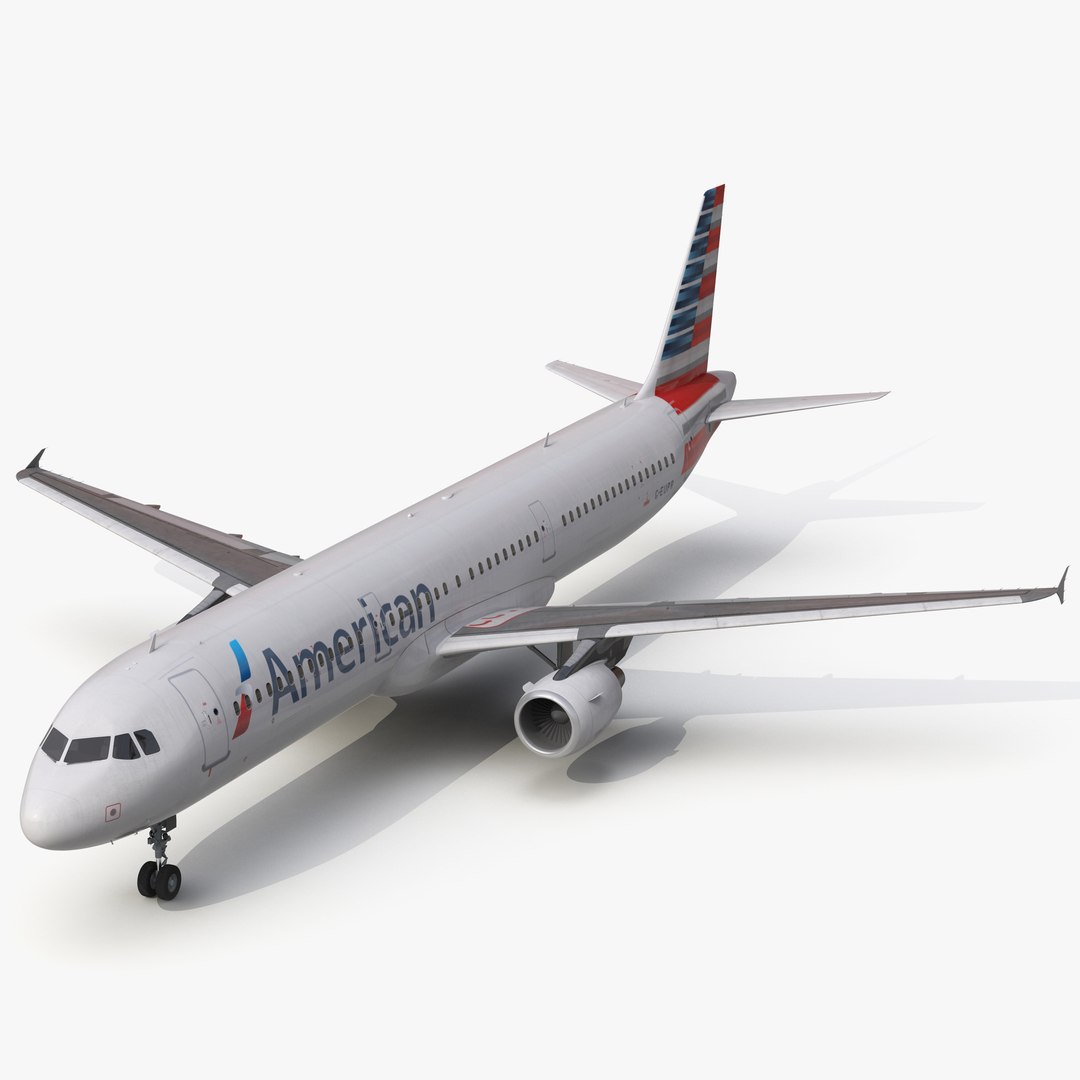 Airbus A321 American Airlines 3D model preview
