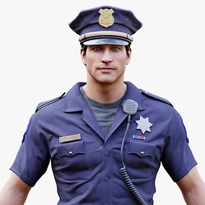 Character Police Officer Man Rigged PBR