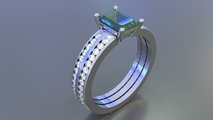 High-End Emerald Cut Engagement Ring - 3D Print Ready STL 3DM 3D model