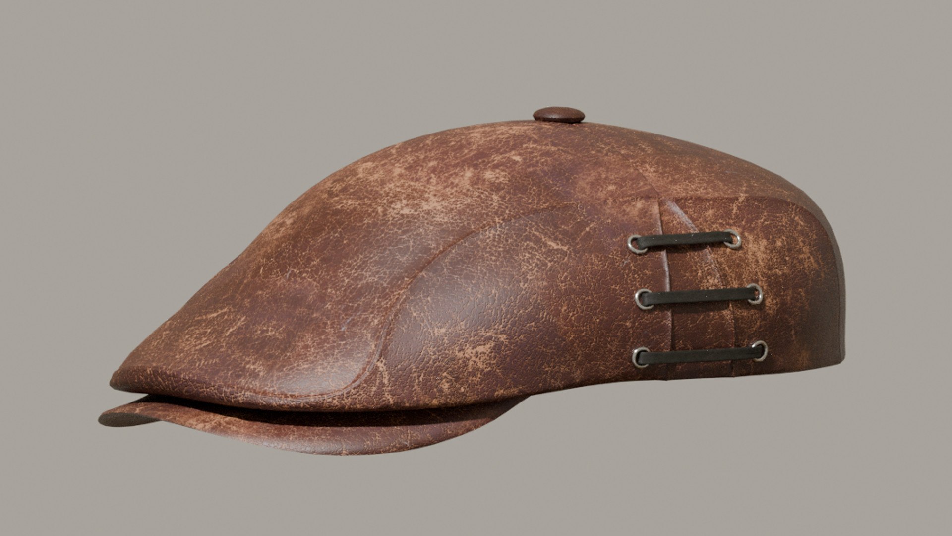 Vintage Leather Flat Cap Peaky Blinders Style Hat - Game Ready 3D Model ...