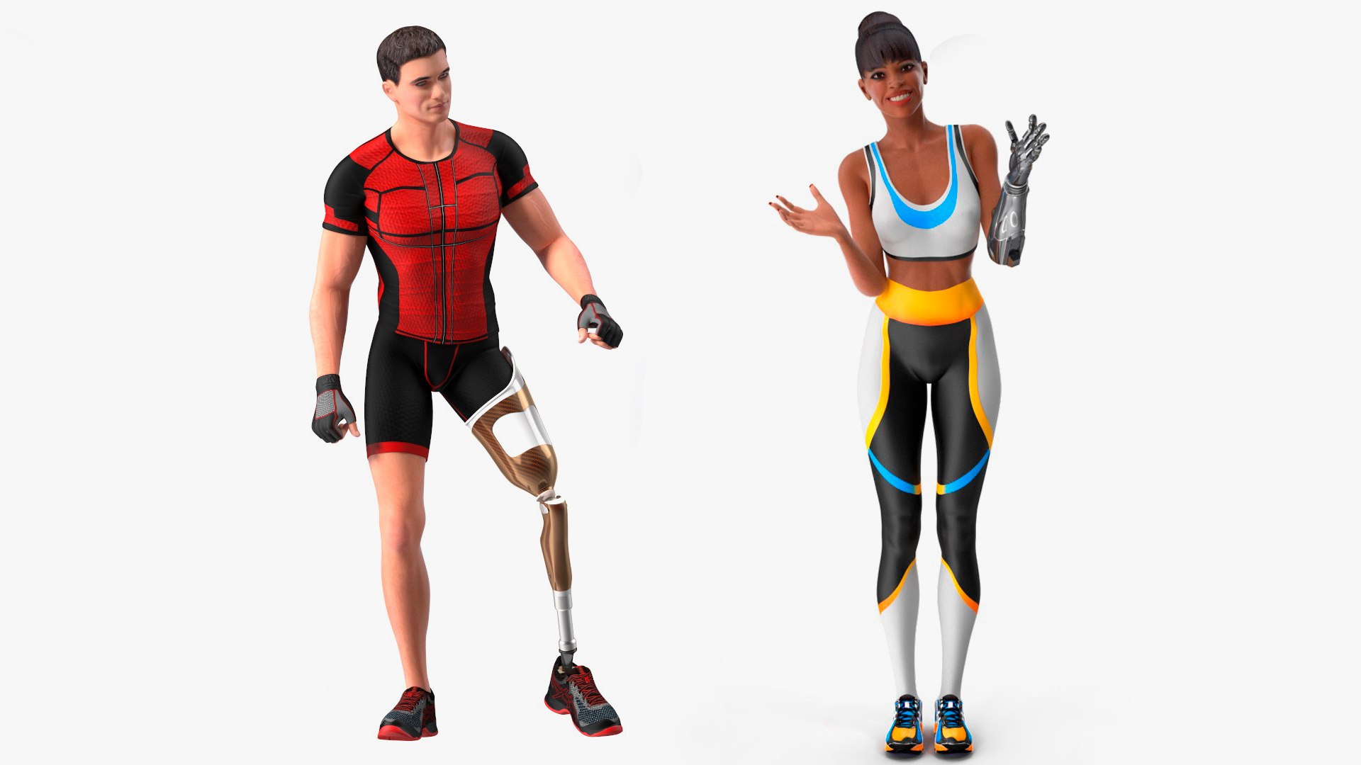 3D Rigged Man And Woman With Prosthetic Collection - TurboSquid 2369837