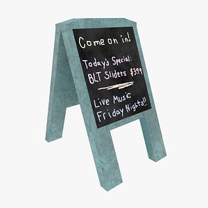3d model of sidewalk menu stand prop