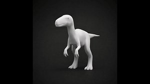 3D Cute Low Poly Velociraptor STL for 3D Printing model