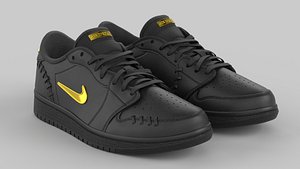 3D Air Jordan 1 Low Method of Make Black Metallic Gold