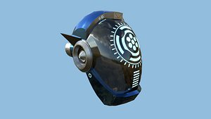 3D SciFi Helmet 03 - Steel Blue - Character Design Fashion model