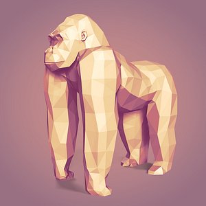 Low Poly Gorilla Figurine - Statue